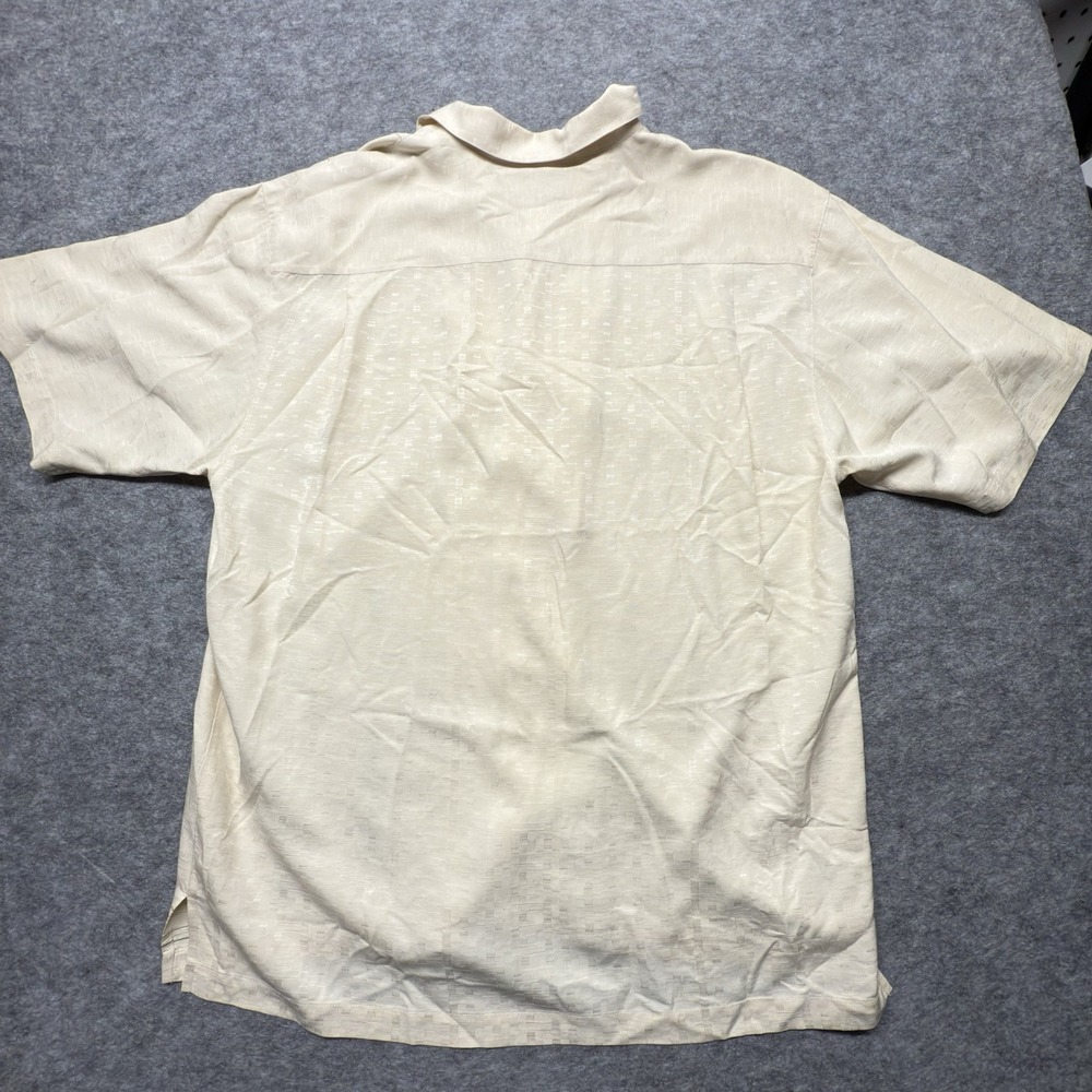 Tommy Bahama Shirt Men M Embroidered Pineapple Silk Beige Textured Relax Fit - Picture 6 of 8